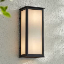 John Timberland Modern Outdoor Wall Light Fixtures Set Of 2 Black 12 3/4" Milky White Glass Panels For Post Exterior Barn Deck -Outdoor Decoration Store GUEST ce3ff1af bf48 43f6 be29 8b5f267c1d3f