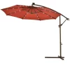 Costway 10' Hanging Solar LED Umbrella Patio Sun Shade Offset Market W/Base Burgundy