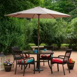 Northlight 9ft Outdoor Patio Market Umbrella With Hand Crank And Tilt - Taupe