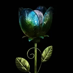 35.8" Resin Solar Flower Garden Stake Blue - Exhart -Outdoor Decoration Store GUEST cf7a90b6 437b 4c6a b066 0059d7f842b0