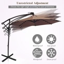Costway 10FT Patio Offset Umbrella Solar LED 360degrees Rotation Brown 15 Costway 10FT Patio Offset Umbrella Solar LED 360degrees Rotation Brown -Outdoor Decoration Store GUEST d028001f 20f3 4d2a be0c 4d9cc2ece448