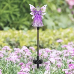 33.85" Acrylic Solar Angel Stake Purple - Exhart -Outdoor Decoration Store GUEST d0b4e4ca 3ddd 4438 8c28 c253d9e89fe0