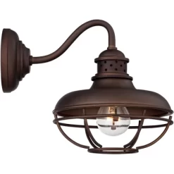 Franklin Iron Works Park Rustic Outdoor Barn Lights Fixtures Set Of 2 Oil Rubbed Bronze 9" Open Cage For Post Exterior Light Barn Deck Post Light Yard -Outdoor Decoration Store GUEST d0bcc41a fbfe 49ce 99dc c23ca3bd5eb5