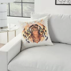 18"x18" Reversible Indoor/Outdoor Tiger And Chevron Print Square Throw Pillow - Mina Victory 10 18"x18" Reversible Indoor/Outdoor Tiger And Chevron Print Square Throw Pillow - Mina Victory -Outdoor Decoration Store GUEST d0dfcfaf 532f 45d4 ab31 b34c3ff646e1