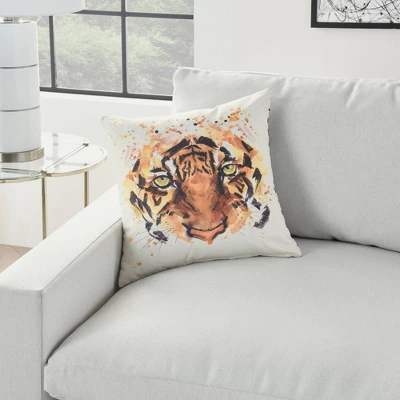 18"x18" Reversible Indoor/Outdoor Tiger And Chevron Print Square Throw Pillow - Mina Victory 6 18"x18" Reversible Indoor/Outdoor Tiger And Chevron Print Square Throw Pillow - Mina Victory - Image 4