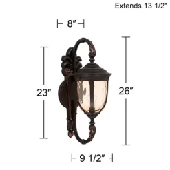 John Timberland Bellagio Vintage Rustic Outdoor Wall Light Fixture Veranda Bronze 26" Amber Hammered Glass For Post Exterior Barn Deck House Porch -Outdoor Decoration Store GUEST d0f2f046 ed37 42e5 b4d4 40a2cd51fd7f