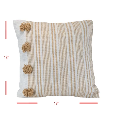 Brown Striped Hand Woven 18x18" Outdoor Decorative Throw Pillow With Pulled Yarn Bouquets - Foreside Home & Garden 7 Brown Striped Hand Woven 18x18" Outdoor Decorative Throw Pillow With Pulled Yarn Bouquets - Foreside Home & Garden - Image 5
