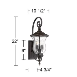 Franklin Iron Works Carriage Vintage Outdoor Wall Light Fixture Bronze LED 22" Clear Seedy Glass For Post Exterior Barn Deck House Porch Yard Patio -Outdoor Decoration Store GUEST d20e3b39 8e6f 447e a23b d2b1c867b207