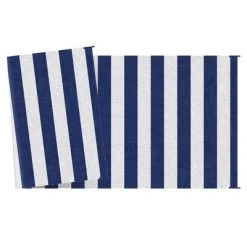 Outsunny RV Mat, Outdoor Patio Rug / Large Camping Carpet With Carrying Bag, 9' X 18', Waterproof Plastic Straw, Reversible, Blue & White Striped -Outdoor Decoration Store GUEST d235f365 352a 42f8 a14b 5d3bfdd35a67