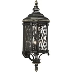 Minka Lavery Vintage Outdoor Wall Light Fixture Black 37 3/4" Clear Beveled Glass For Post Exterior Barn Deck House Porch Patio
