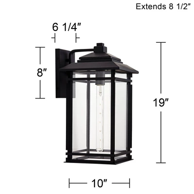 John Timberland North House Mission Outdoor Wall Light Fixture Matte Black Metal 19" Clear Glass For Post Exterior Barn Deck House Porch Yard Patio 9 John Timberland North House Mission Outdoor Wall Light Fixture Matte Black Metal 19" Clear Glass For Post Exterior Barn Deck House Porch Yard Patio - Image 7