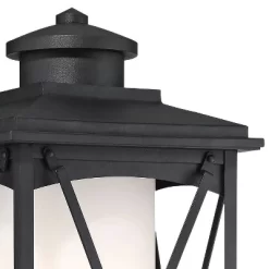 Minka Lavery Modern Outdoor Post Light Fixture Matte Black 20 3/4" Etched Opal Glass Shade For Exterior Barn Deck Porch Yard Patio