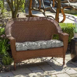 Arden Selections 16" X 41.5" Aurora Damask Outdoor Wicker Settee Neutral