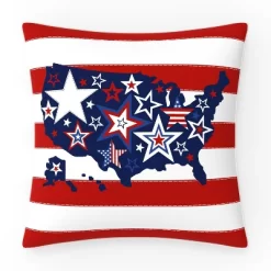 18"x18" Outdoor/Indoor One Flag One Nation Square Throw Pillow Red - Pillow Perfect