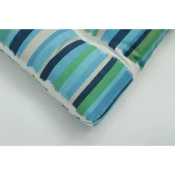 Set Of 2 Outdoor/Indoor Reversible Chair Pads Solar Stripe - Pillow Perfect