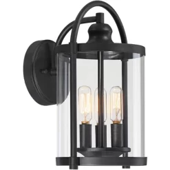 John Timberland Avani Modern Outdoor Wall Light Fixture Black Lantern 13" Clear Cylinder Glass For Post Exterior Barn Deck House Porch Yard Patio Home -Outdoor Decoration Store GUEST d92e3d80 2949 46b9 83a4 550360fb297e