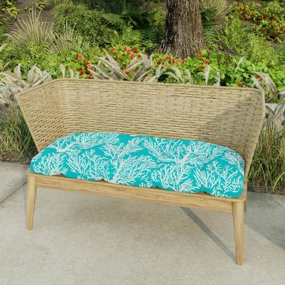 Outdoor Wicker Loveseat Cushion In Seacoral Turquoise - Jordan Manufacturing 5 Outdoor Wicker Loveseat Cushion In Seacoral Turquoise - Jordan Manufacturing - Image 3