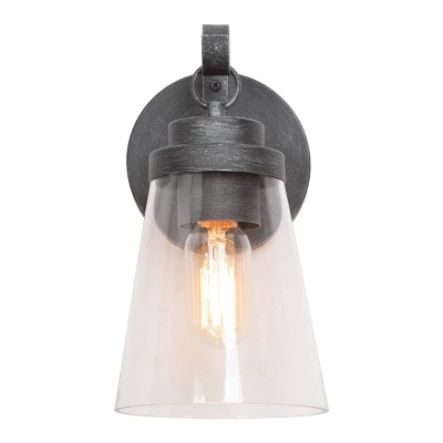 10" Metal/Glass Outdoor Wall Lamp Black/Silver - LNC 7 10" Metal/Glass Outdoor Wall Lamp Black/Silver - LNC - Image 5