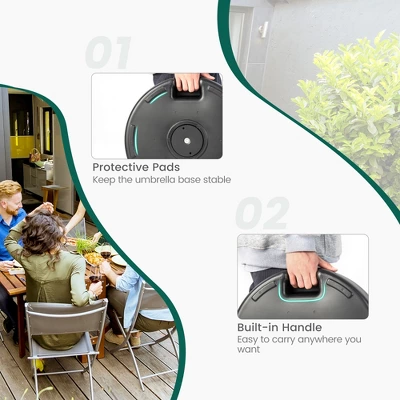 Costway 18'' Patio Fillable Round Umbrella Base Stand Holder Fit Pole 1.5''/1.9'' Weighted 6 Costway 18'' Patio Fillable Round Umbrella Base Stand Holder Fit Pole 1.5''/1.9'' Weighted - Image 4