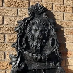 Sunnydaze Decor Sunnydaze 30"H Solar-Powered With Battery Pack Polyresin Stoic Courage Lion Head Outdoor Wall-Mount Fountain -Outdoor Decoration Store GUEST dbddd6c2 1f53 4302 bc1c 0168c736476a