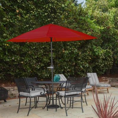 Nature Spring Steel Patio Umbrella For Table - Great For Deck, Balcony, Porch, Backyard, Or Poolside - 9', Red 6 Nature Spring Steel Patio Umbrella For Table - Great For Deck, Balcony, Porch, Backyard, Or Poolside - 9', Red - Image 4