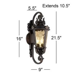 John Timberland Casa Marseille Vintage Rustic Outdoor Wall Light Fixture Bronze Scroll 21 1/2" Hammered Glass For Post Exterior Barn Deck House Porch -Outdoor Decoration Store GUEST dcef25a0 a2d6 409b 8b67 51e848c00e86