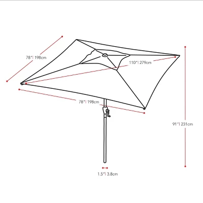 6.5' Square Titling Market Patio Umbrella - CorLiving 9 6.5' Square Titling Market Patio Umbrella - CorLiving - Image 7
