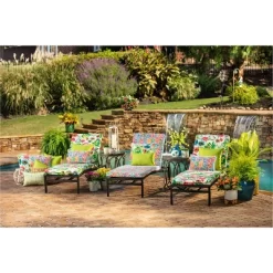 25" Make It Rain Outdoor Floor Pillow Zinnia Blue - Pillow Perfect