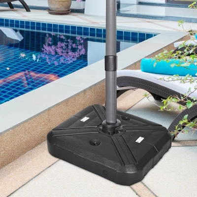 Outsunny Cantilever Patio Umbrella Base With Wheels, Sand, Or Water Filled Offset Umbrella Stand Weights With Cross Base, Black 3 Outsunny Cantilever Patio Umbrella Base With Wheels, Sand, Or Water Filled Offset Umbrella Stand Weights With Cross Base, Black
