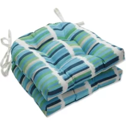 Set Of 2 Outdoor/Indoor Reversible Chair Pads Solar Stripe - Pillow Perfect -Outdoor Decoration Store GUEST df937dd2 3020 4e43 b4e9 be48bc092ea7 1