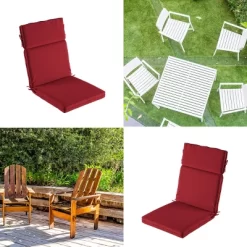 High-Back Patio Chair Cushion For Outdoor Furniture, Adirondack, Rocking Or Dining Chairs Red Mildew & UV Resistant Fabric With Piping & Ties By LHC -Outdoor Decoration Store GUEST dfecbb3d 4089 4aaf bccc a5d19f61532b