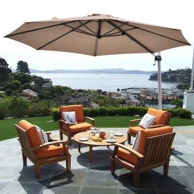 Costway 11' Patio Cantilever Offset Umbrella 360 Degrees Rotation Aluminum Tilt Base 15 Costway 11' Patio Cantilever Offset Umbrella 360 Degrees Rotation Aluminum Tilt Base - Image 13