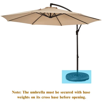 Costway 10FT Patio Offset Hanging Umbrella Easy Tilt Adjustment 8 Ribs Backyard BurgundyBeigeTanBlue 9 Costway 10FT Patio Offset Hanging Umbrella Easy Tilt Adjustment 8 Ribs Backyard BurgundyBeigeTanBlue - Image 7