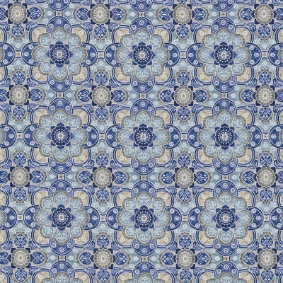 Set Of 2 Outdoor/Indoor Rounded Corners Seat Cushions Keyzu Medallion Mariner Blue - Pillow Perfect 6 Set Of 2 Outdoor/Indoor Rounded Corners Seat Cushions Keyzu Medallion Mariner Blue - Pillow Perfect - Image 4