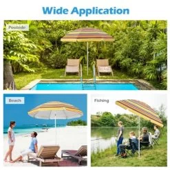 Costway 6.5Ft Patio Beach Sunshade Umbrella Portable Tilt Outdoor Yellowith Green/Navy/Blue -Outdoor Decoration Store GUEST e3053fd4 8d69 436f aecb 249724d696bd