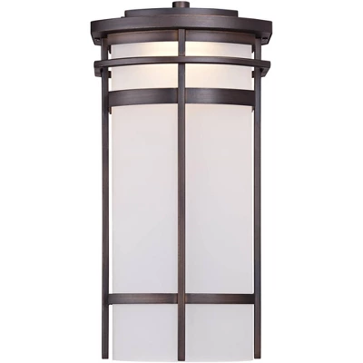 Possini Euro Design Theola Modern Outdoor Wall Light Fixture Bronze LED 16 1/4" Etched Glass Shade For Post Exterior Barn Deck House Porch Yard Patio 4 Possini Euro Design Theola Modern Outdoor Wall Light Fixture Bronze LED 16 1/4" Etched Glass Shade For Post Exterior Barn Deck House Porch Yard Patio - Image 2
