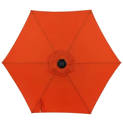 7.5' X 7.5' Solar LED Patio Umbrella Orange - Wellfor 12 7.5' X 7.5' Solar LED Patio Umbrella Orange - Wellfor - Image 10
