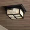Franklin Iron Works Mission Flush Mount Outdoor Ceiling Light Fixture Walnut Bronze 15" Frosted Cream Glass Damp Rated For Exterior House -Outdoor Decoration Store GUEST e4513bef f3a9 4a02 98ff 83fcddf99ca4