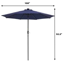 9' X 9' Solar LED Patio Umbrella With Tilt Adjustment And Crank Lift Navy - Wellfor -Outdoor Decoration Store GUEST e493920d 8bad 4b62 a9a0 32fa68c072cc