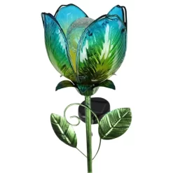 35.8" Resin Solar Flower Garden Stake Blue - Exhart -Outdoor Decoration Store GUEST e5cf8723 a300 4d8c 9edd e8eae1b7d588