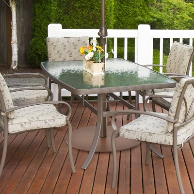 Costway Patio 50LBS Umbrella Base Market Umbrella Stand Wheels Handle Brown 6 Costway Patio 50LBS Umbrella Base Market Umbrella Stand Wheels Handle Brown - Image 4