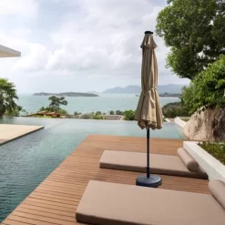 Wellfor 6.5'x10' Rectangular Outdoor Market Umbrella With 26 Solar LED Lights Taupe -Outdoor Decoration Store GUEST e6c033cd cbff 4cb9 ab96 c1a549642861