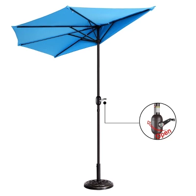 Half Round Patio Umbrella With Easy Crank – Compact 9ft Semicircle Outdoor Shade Canopy For Balcony, Porch, Or Deck By Nature Spring (Blue) 3 Half Round Patio Umbrella With Easy Crank – Compact 9ft Semicircle Outdoor Shade Canopy For Balcony, Porch, Or Deck By Nature Spring (Blue)