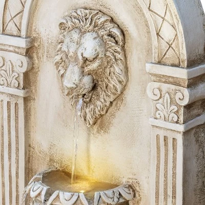 32" Resin Classical Walled Fountain With Lion Head And LED Lights Off-White - Alpine Corporation 7 32" Resin Classical Walled Fountain With Lion Head And LED Lights Off-White - Alpine Corporation - Image 5