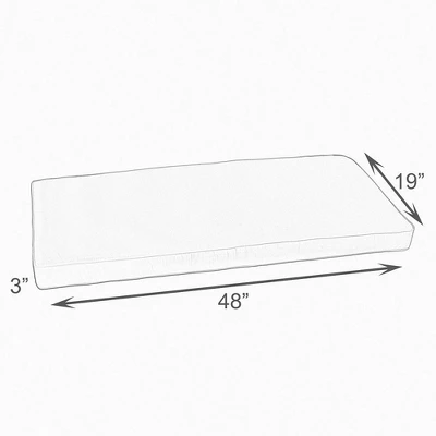 Sunbrella 48" X 19" X 3" Canvas Outdoor Corded Bench Cushion Black 3 Sunbrella 48" X 19" X 3" Canvas Outdoor Corded Bench Cushion Black