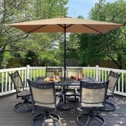 Wellfor 6.5'x10' Rectangular Outdoor Market Umbrella With 26 Solar LED Lights Taupe -Outdoor Decoration Store GUEST e8a8b3ba 85a8 4f27 bae9 aefce76c71c9