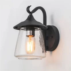 9.8" Metal/Glass Outdoor Lamp Black - LNC -Outdoor Decoration Store GUEST ea98f221 8e28 4b3a ace2 1dffa07060da