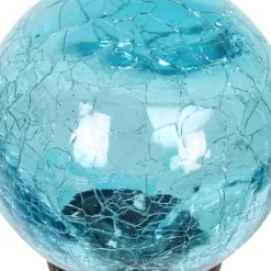31" Crackle Glass Solar Ball Stake Blue - Exhart -Outdoor Decoration Store GUEST ed4147eb abbf 452a 8699 c951a15575a4