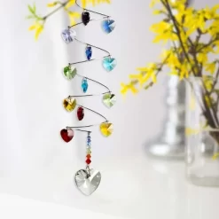 Woodstock Wind Chimes Woodstock Rainbow Makers Collection, Crystal Spiral, 9'' Rainbow Hearts Crystal Suncatcher CS23