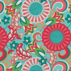 2pc Sophia Reversible Chair Pads Turquoise/Coral - Pillow Perfect